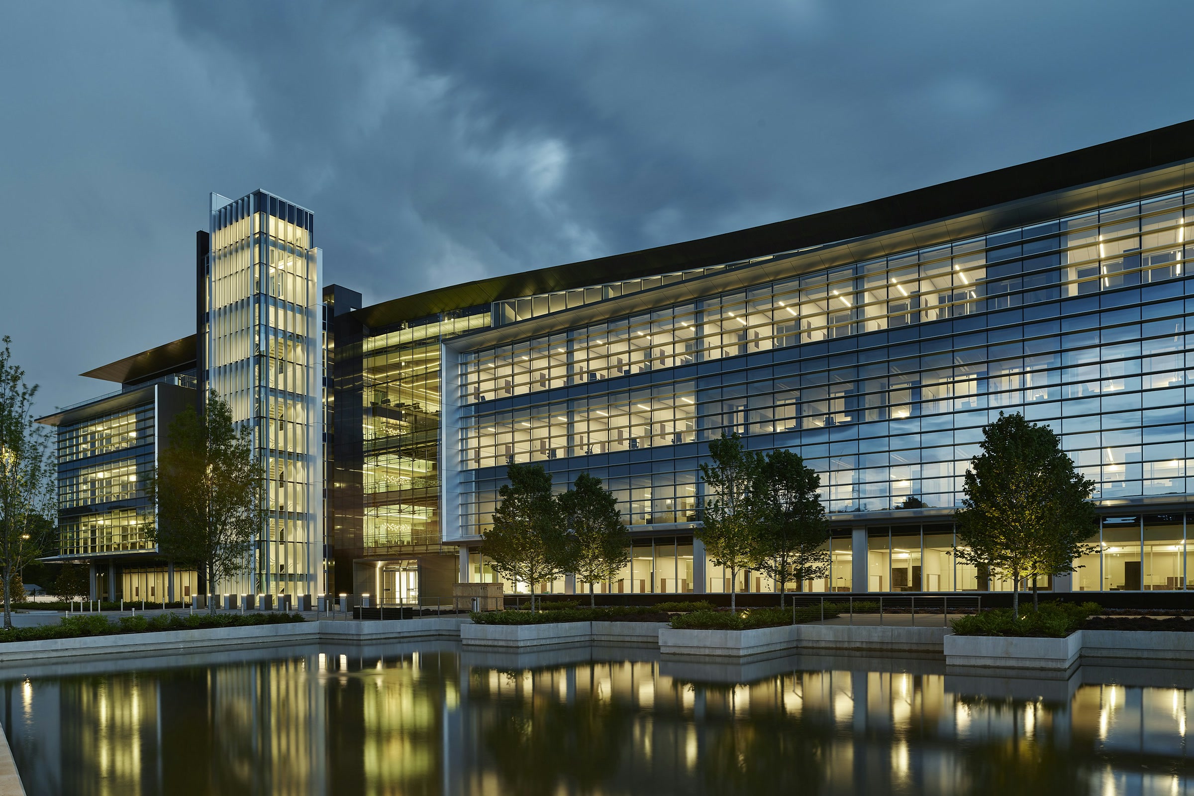 Glass public building by the water